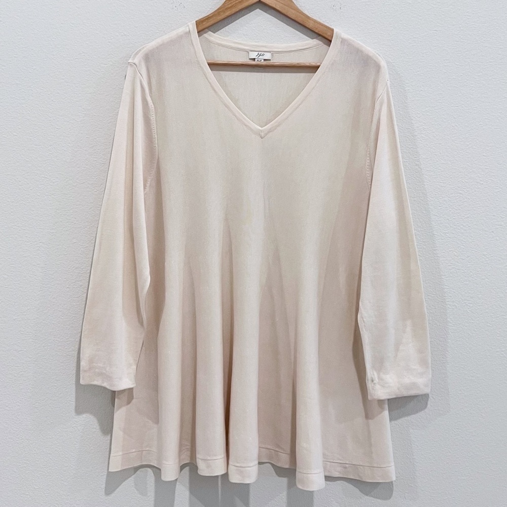J Jill Silk Blend V Neck Tunic Blouse Size XLP